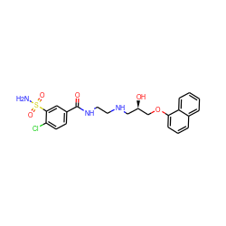 NS(=O)(=O)c1cc(C(=O)NCCNC[C@@H](O)COc2cccc3ccccc23)ccc1Cl ZINC000013861205