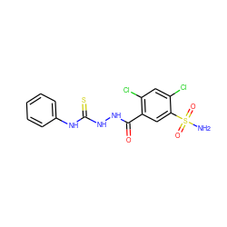 NS(=O)(=O)c1cc(C(=O)NNC(=S)Nc2ccccc2)c(Cl)cc1Cl ZINC000169351757