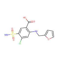 NS(=O)(=O)c1cc(C(=O)O)c(NCc2ccco2)cc1Cl ZINC000000035804