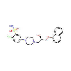 NS(=O)(=O)c1cc(N2CCN(C[C@@H](O)COc3cccc4ccccc34)CC2)ccc1Cl ZINC000013861223