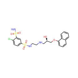 NS(=O)(=O)c1cc(S(=O)(=O)NCCNC[C@@H](O)COc2cccc3ccccc23)ccc1Cl ZINC000013861211