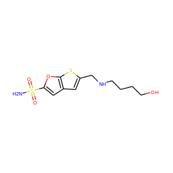 NS(=O)(=O)c1cc2cc(CNCCCCO)sc2o1 ZINC000001889952