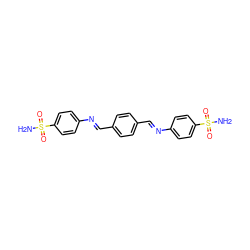 NS(=O)(=O)c1ccc(/N=C/c2ccc(/C=N/c3ccc(S(N)(=O)=O)cc3)cc2)cc1 ZINC000003110053