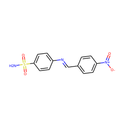 NS(=O)(=O)c1ccc(/N=C/c2ccc([N+](=O)[O-])cc2)cc1 ZINC000000131032