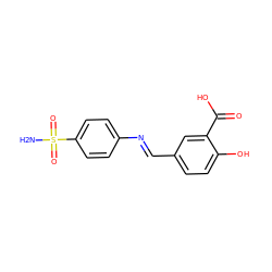 NS(=O)(=O)c1ccc(/N=C/c2ccc(O)c(C(=O)O)c2)cc1 ZINC000006535216