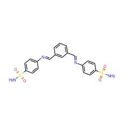 NS(=O)(=O)c1ccc(/N=C/c2cccc(/C=N/c3ccc(S(N)(=O)=O)cc3)c2)cc1 ZINC001772612074