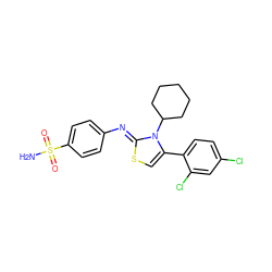 NS(=O)(=O)c1ccc(/N=c2\scc(-c3ccc(Cl)cc3Cl)n2C2CCCCC2)cc1 ZINC000473097877