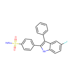 NS(=O)(=O)c1ccc(-c2[nH]c3ccc(F)cc3c2-c2ccccc2)cc1 ZINC000013477374