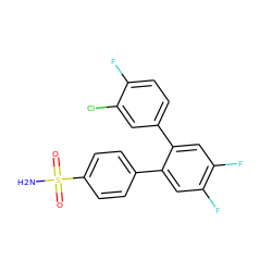 NS(=O)(=O)c1ccc(-c2cc(F)c(F)cc2-c2ccc(F)c(Cl)c2)cc1 ZINC000000601695