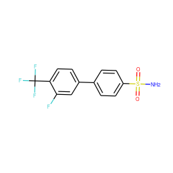 NS(=O)(=O)c1ccc(-c2ccc(C(F)(F)F)c(F)c2)cc1 ZINC000040836559