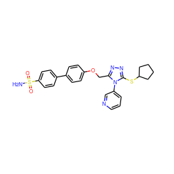 NS(=O)(=O)c1ccc(-c2ccc(OCc3nnc(SC4CCCC4)n3-c3cccnc3)cc2)cc1 ZINC000095594436