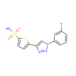 NS(=O)(=O)c1ccc(-c2cn(-c3cccc(Br)c3)nn2)s1 ZINC000096913511