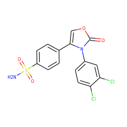 NS(=O)(=O)c1ccc(-c2coc(=O)n2-c2ccc(Cl)c(Cl)c2)cc1 ZINC000001487301