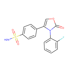 NS(=O)(=O)c1ccc(-c2coc(=O)n2-c2ccccc2F)cc1 ZINC000000006974