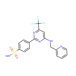 NS(=O)(=O)c1ccc(-c2nc(NCc3ccccn3)cc(C(F)(F)F)n2)cc1 ZINC000029132473