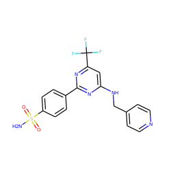 NS(=O)(=O)c1ccc(-c2nc(NCc3ccncc3)cc(C(F)(F)F)n2)cc1 ZINC000029132387