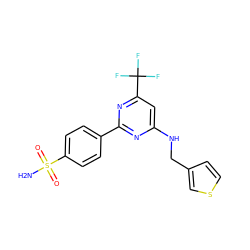 NS(=O)(=O)c1ccc(-c2nc(NCc3ccsc3)cc(C(F)(F)F)n2)cc1 ZINC000029132477