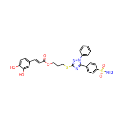 NS(=O)(=O)c1ccc(-c2nc(SCCCOC(=O)/C=C/c3ccc(O)c(O)c3)nn2-c2ccccc2)cc1 ZINC000653798219