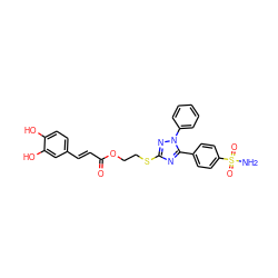 NS(=O)(=O)c1ccc(-c2nc(SCCOC(=O)/C=C/c3ccc(O)c(O)c3)nn2-c2ccccc2)cc1 ZINC000653795729