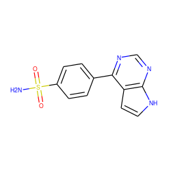 NS(=O)(=O)c1ccc(-c2ncnc3[nH]ccc23)cc1 ZINC001240153120