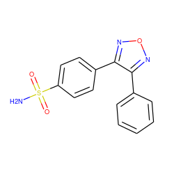 NS(=O)(=O)c1ccc(-c2nonc2-c2ccccc2)cc1 ZINC000215949044