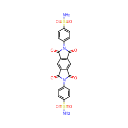 NS(=O)(=O)c1ccc(-n2c(=O)c3cc4c(=O)n(-c5ccc(S(N)(=O)=O)cc5)c(=O)c4cc3c2=O)cc1 ZINC001772623550