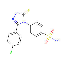 NS(=O)(=O)c1ccc(-n2c(-c3ccc(Cl)cc3)n[nH]c2=S)cc1 ZINC000103270364