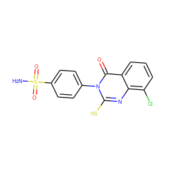 NS(=O)(=O)c1ccc(-n2c(S)nc3c(Cl)cccc3c2=O)cc1 ZINC000653794436