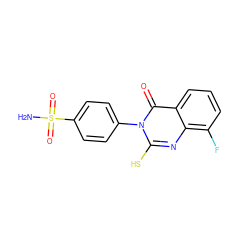 NS(=O)(=O)c1ccc(-n2c(S)nc3c(F)cccc3c2=O)cc1 ZINC000653792887