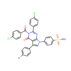 NS(=O)(=O)c1ccc(-n2cc(-c3ccc(Br)cc3)c3c(=O)n(C(=O)c4ccc(Cl)cc4)c(-c4ccc(Cl)cc4)nc32)cc1 ZINC000299835054