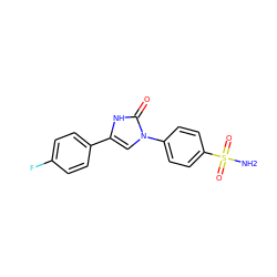 NS(=O)(=O)c1ccc(-n2cc(-c3ccc(F)cc3)[nH]c2=O)cc1 ZINC000169306769