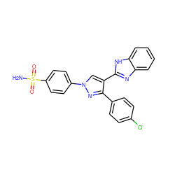 NS(=O)(=O)c1ccc(-n2cc(-c3nc4ccccc4[nH]3)c(-c3ccc(Cl)cc3)n2)cc1 ZINC000653829568