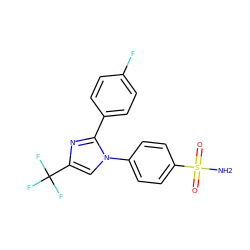 NS(=O)(=O)c1ccc(-n2cc(C(F)(F)F)nc2-c2ccc(F)cc2)cc1 ZINC000013762098