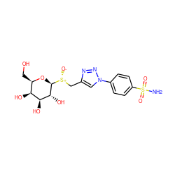 NS(=O)(=O)c1ccc(-n2cc(C[S@@+]([O-])[C@@H]3O[C@H](CO)[C@H](O)[C@H](O)[C@H]3O)nn2)cc1 ZINC000040975915