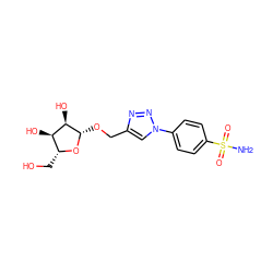 NS(=O)(=O)c1ccc(-n2cc(CO[C@@H]3O[C@H](CO)[C@@H](O)[C@H]3O)nn2)cc1 ZINC000014958127