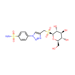 NS(=O)(=O)c1ccc(-n2cc(CS(=O)(=O)[C@@H]3O[C@H](CO)[C@@H](O)[C@H](O)[C@H]3O)nn2)cc1 ZINC000040974732