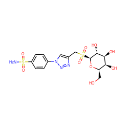 NS(=O)(=O)c1ccc(-n2cc(CS(=O)(=O)[C@@H]3O[C@H](CO)[C@H](O)[C@H](O)[C@H]3O)nn2)cc1 ZINC000045484309