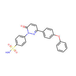 NS(=O)(=O)c1ccc(-n2nc(-c3ccc(Oc4ccccc4)cc3)ccc2=O)cc1 ZINC000653690502