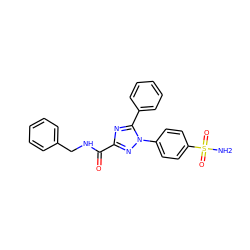 NS(=O)(=O)c1ccc(-n2nc(C(=O)NCc3ccccc3)nc2-c2ccccc2)cc1 ZINC000169353221