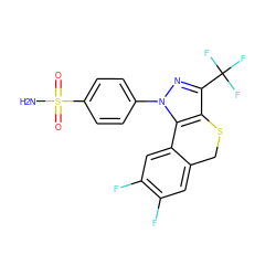 NS(=O)(=O)c1ccc(-n2nc(C(F)(F)F)c3c2-c2cc(F)c(F)cc2CS3)cc1 ZINC000026719386