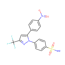 NS(=O)(=O)c1ccc(-n2nc(C(F)(F)F)cc2-c2ccc([N+](=O)[O-])cc2)cc1 ZINC000013761816