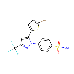 NS(=O)(=O)c1ccc(-n2nc(C(F)(F)F)cc2-c2ccc(Br)s2)cc1 ZINC000003814510