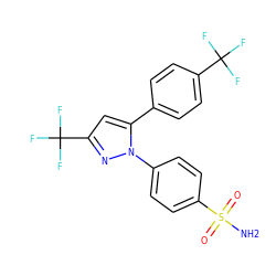 NS(=O)(=O)c1ccc(-n2nc(C(F)(F)F)cc2-c2ccc(C(F)(F)F)cc2)cc1 ZINC000013761813