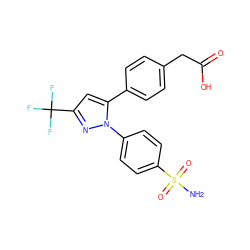 NS(=O)(=O)c1ccc(-n2nc(C(F)(F)F)cc2-c2ccc(CC(=O)O)cc2)cc1 ZINC000045290952