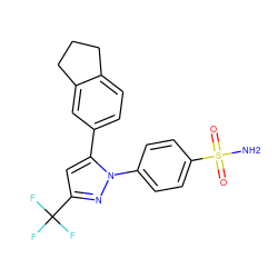 NS(=O)(=O)c1ccc(-n2nc(C(F)(F)F)cc2-c2ccc3c(c2)CCC3)cc1 ZINC000003814694