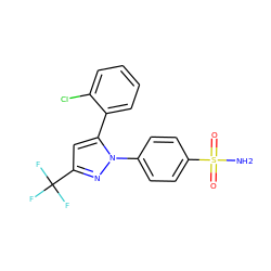 NS(=O)(=O)c1ccc(-n2nc(C(F)(F)F)cc2-c2ccccc2Cl)cc1 ZINC000013761810