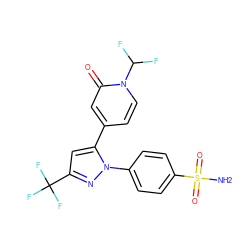 NS(=O)(=O)c1ccc(-n2nc(C(F)(F)F)cc2-c2ccn(C(F)F)c(=O)c2)cc1 ZINC000150560795