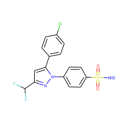 NS(=O)(=O)c1ccc(-n2nc(C(F)F)cc2-c2ccc(Cl)cc2)cc1 ZINC000000601195