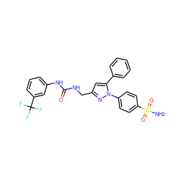 NS(=O)(=O)c1ccc(-n2nc(CNC(=O)Nc3cccc(C(F)(F)F)c3)cc2-c2ccccc2)cc1 ZINC000071296381