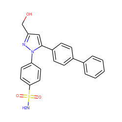 NS(=O)(=O)c1ccc(-n2nc(CO)cc2-c2ccc(-c3ccccc3)cc2)cc1 ZINC000095589607